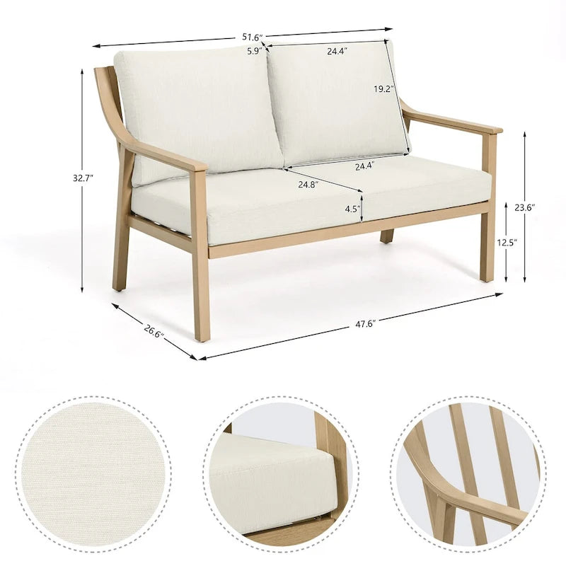 1-Piece Outdoor Aluminum Patio Loveseat