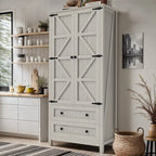 64 Farmhouse Tall Kitchen Pantry Storage Cabinet with 2 Drawers & Doors
