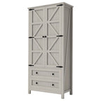 64 Farmhouse Tall Kitchen Pantry Storage Cabinet with 2 Drawers & Doors