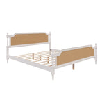 Traditional Style Rattan Platform Bed Frame No Box Spring Needed