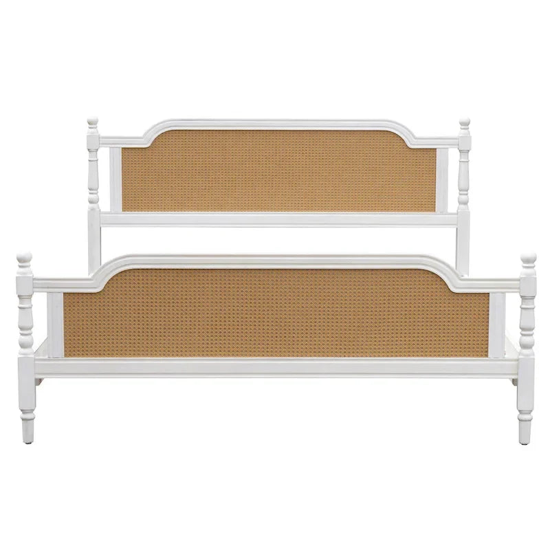 Traditional Style Rattan Platform Bed Frame No Box Spring Needed