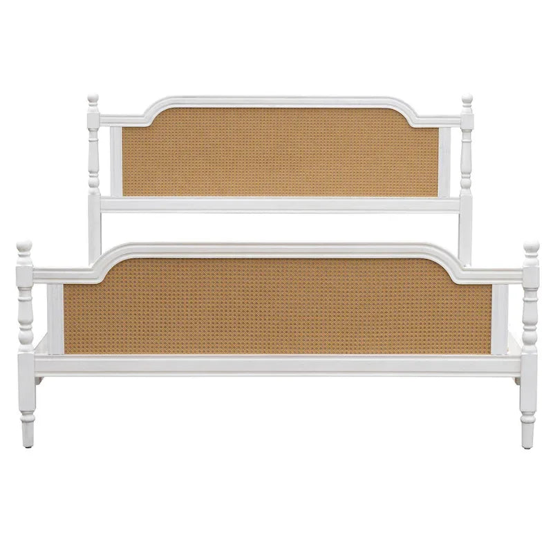Traditional Style Rattan Platform Bed Frame No Box Spring Needed