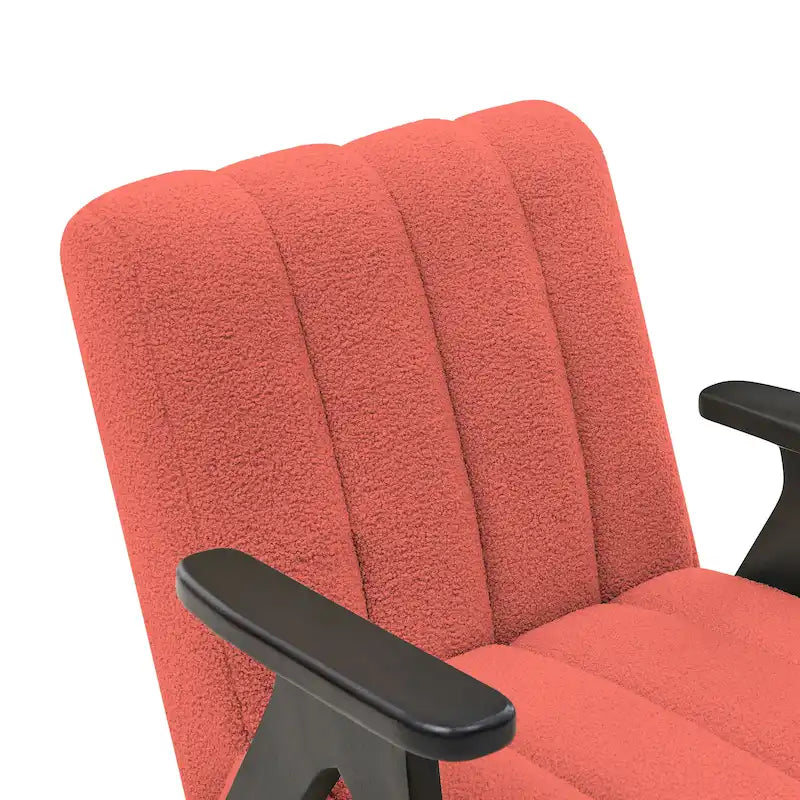 Roundhill Furniture Rella Modern Teddy Sherpa Fabric Accent Chair with Espresso Wood Frame