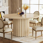 Round Dining Table for 4 with Metal Base for Dining Room Kitchen, Living Room (Chairs Not Included)