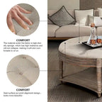 2 Tier Button Tufted Ottoman Round Coffee Table