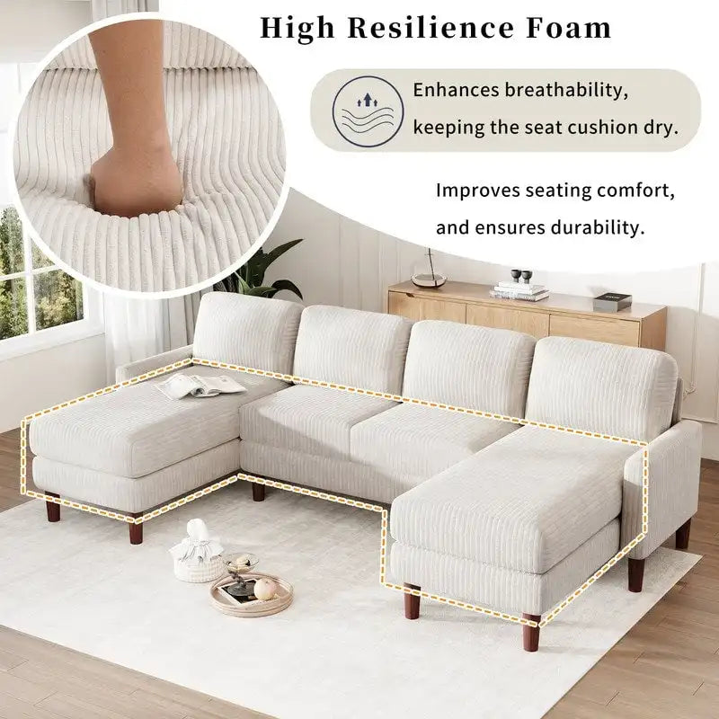 U-Shaped Cushion Modular Sofa for Living Rooms and Spacious Spaces