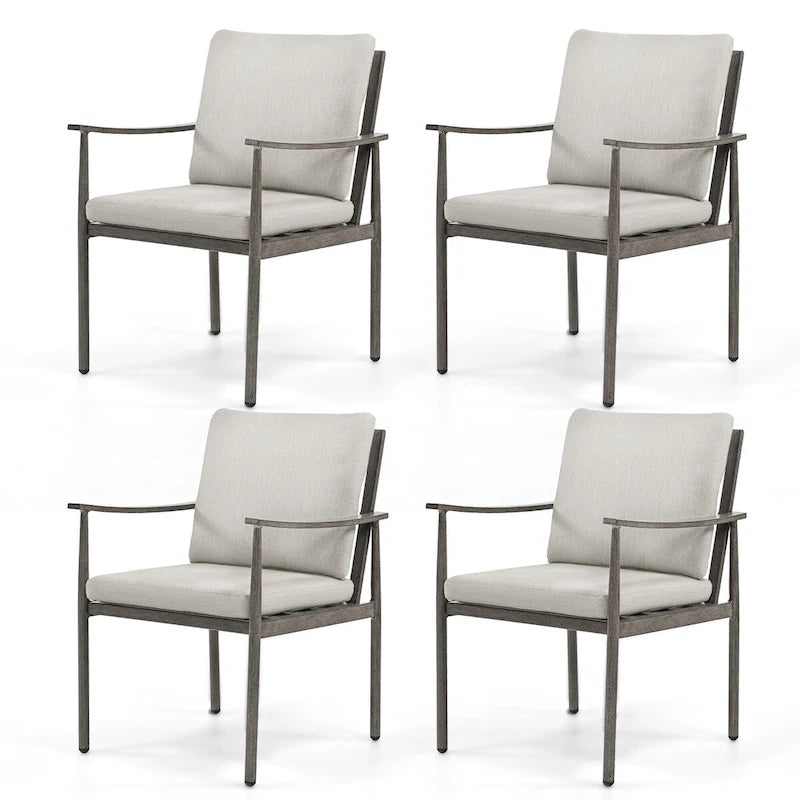 SleekLine 4-Piece Aluminum Patio Dining Chairs with Cushions