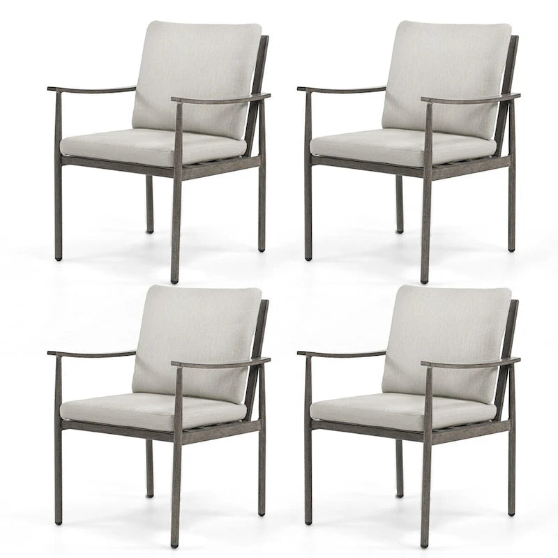 SleekLine 4-Piece Aluminum Patio Dining Chairs with Cushions