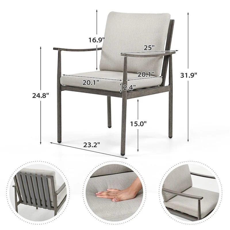 SleekLine 4-Piece Aluminum Patio Dining Chairs with Cushions