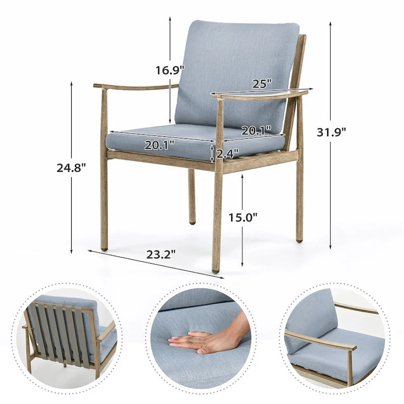 SleekLine 4-Piece Aluminum Patio Dining Chairs with Cushions