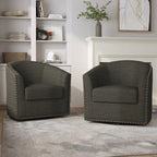 Set di 2 Poltrone Girevoli Imbottite con Dettaglio Borchie