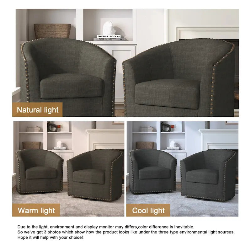 Set di 2 Poltrone Girevoli Imbottite con Dettaglio Borchie