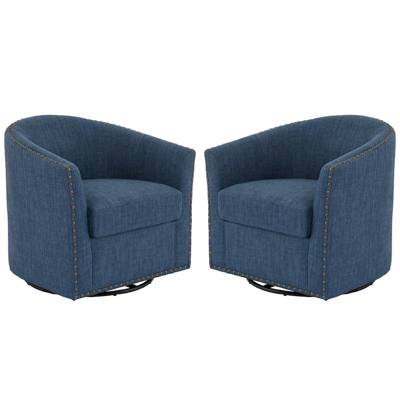 Set di 2 Poltrone Girevoli Imbottite con Dettaglio Borchie