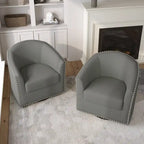 Set di 2 Poltrone Girevoli Imbottite con Dettaglio Borchie