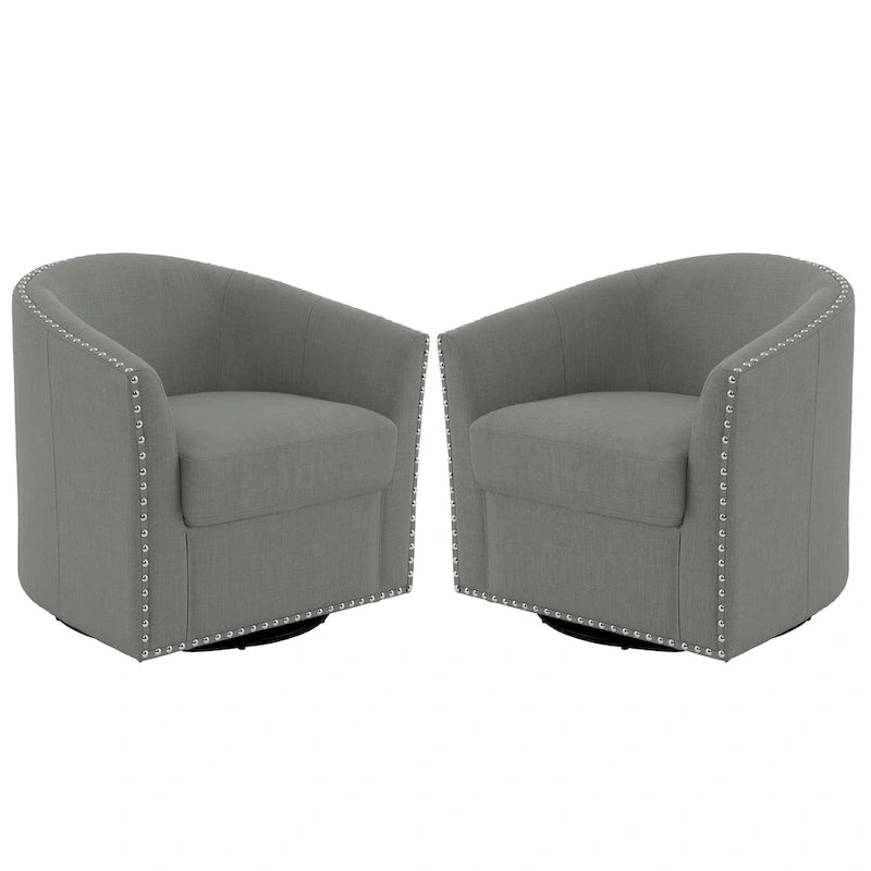 Set di 2 Poltrone Girevoli Imbottite con Dettaglio Borchie