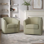 Set di 2 Poltrone Girevoli Imbottite con Dettaglio Borchie