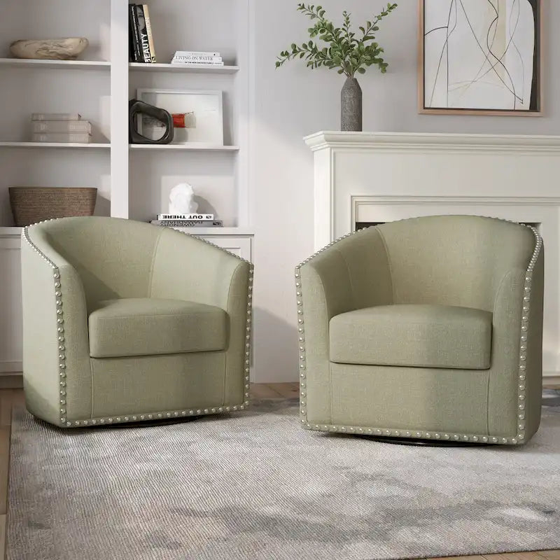 Set di 2 Poltrone Girevoli Imbottite con Dettaglio Borchie