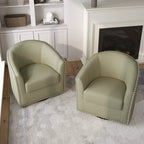 Set di 2 Poltrone Girevoli Imbottite con Dettaglio Borchie