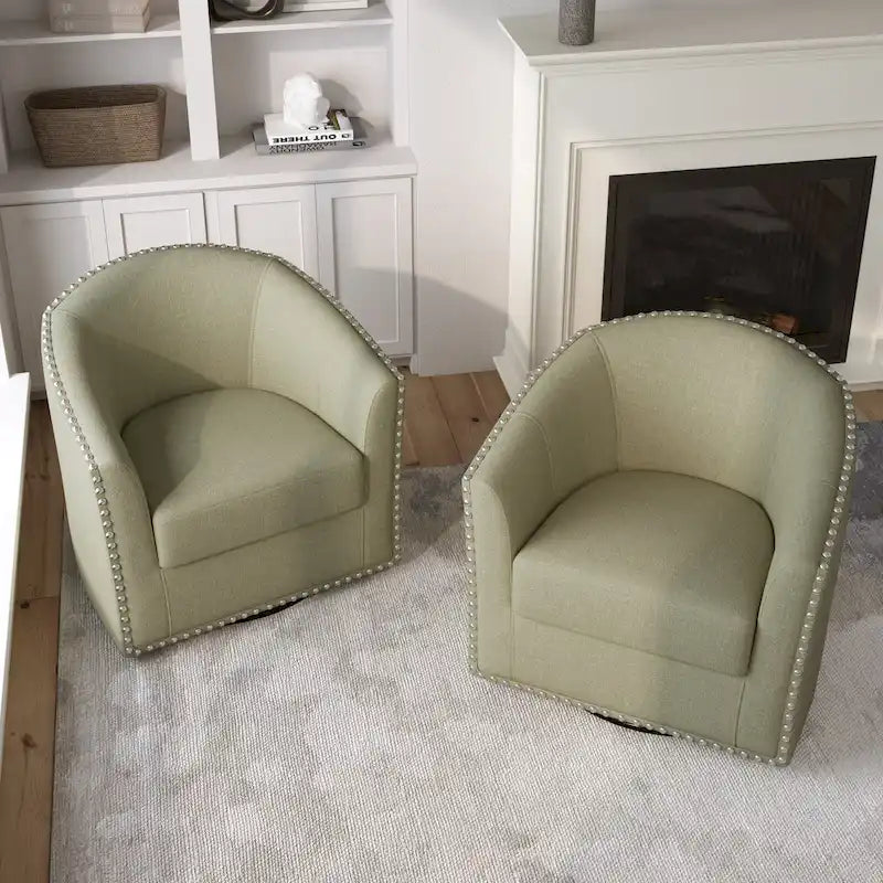 Set di 2 Poltrone Girevoli Imbottite con Dettaglio Borchie