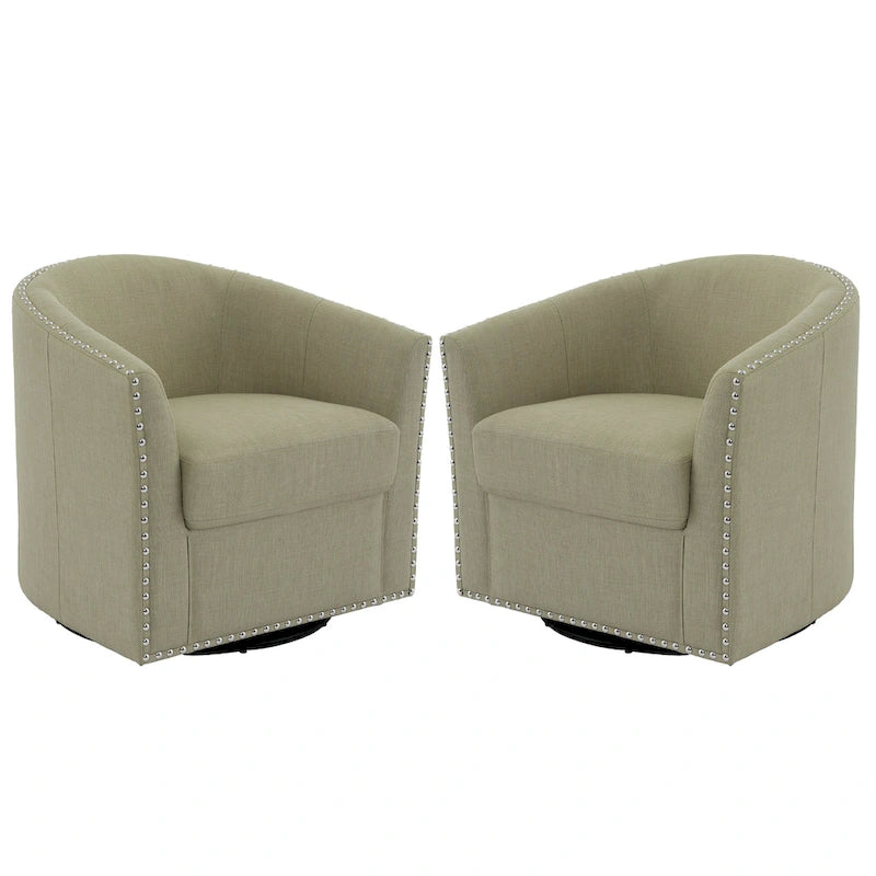 Set di 2 Poltrone Girevoli Imbottite con Dettaglio Borchie