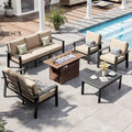 6 Pieces Patio Furniture Set Outdoor Aluminum Furniture Set with Waterproof Cover