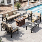 6 Pieces Patio Furniture Set Outdoor Aluminum Furniture Set with Waterproof Cover