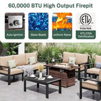 6 Pieces Patio Furniture Set Outdoor Aluminum Furniture Set with Waterproof Cover