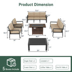 6 Pieces Patio Furniture Set Outdoor Aluminum Furniture Set with Waterproof Cover