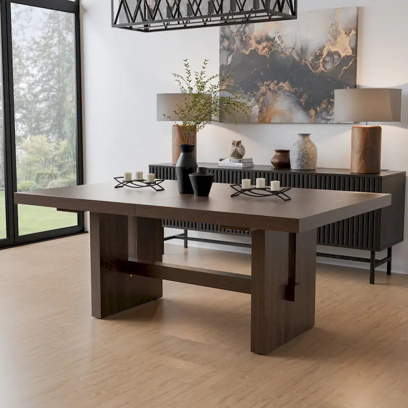 Furniture of America Liora Modern Solid Wood 7-Piece Expandable Dining Table Set