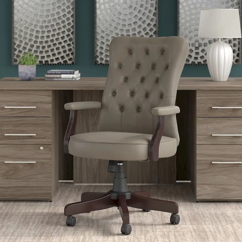 Key West High Back Tufted Office Chair with Arms by Bush Furniture