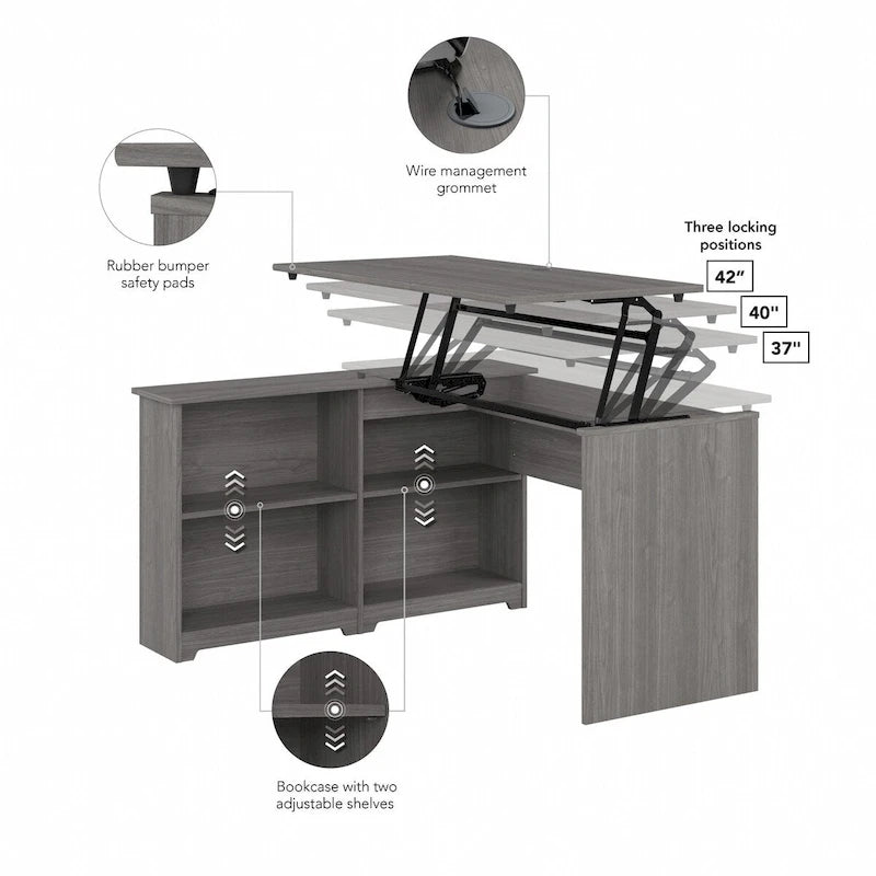Bush Furniture Cabot 52W Standing Corner Desk with Shelves