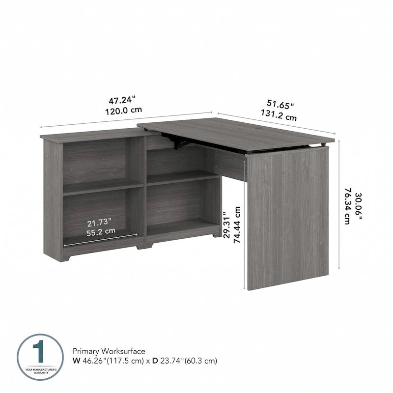 Bush Furniture Cabot 52W Standing Corner Desk with Shelves