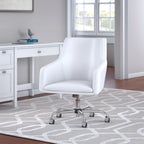 Bush Furniture Broadview Mid Back Leather Box Chair in White - 24.41L x 24.80W x 34.45H