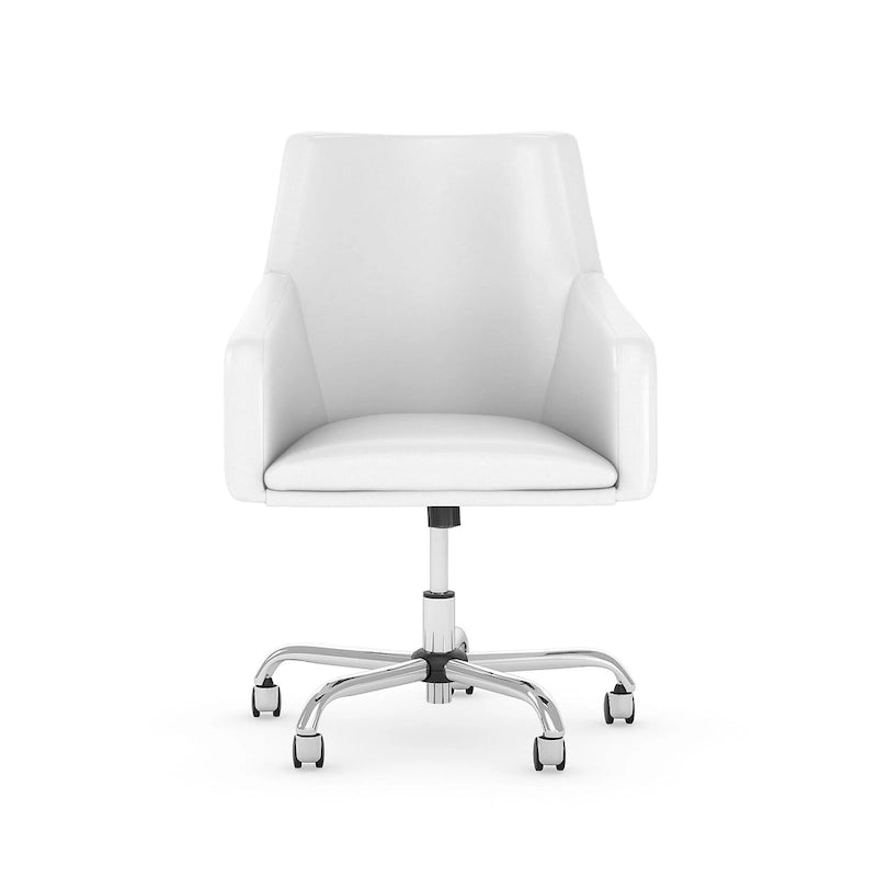 Bush Furniture Broadview Mid Back Leather Box Chair in White - 24.41L x 24.80W x 34.45H