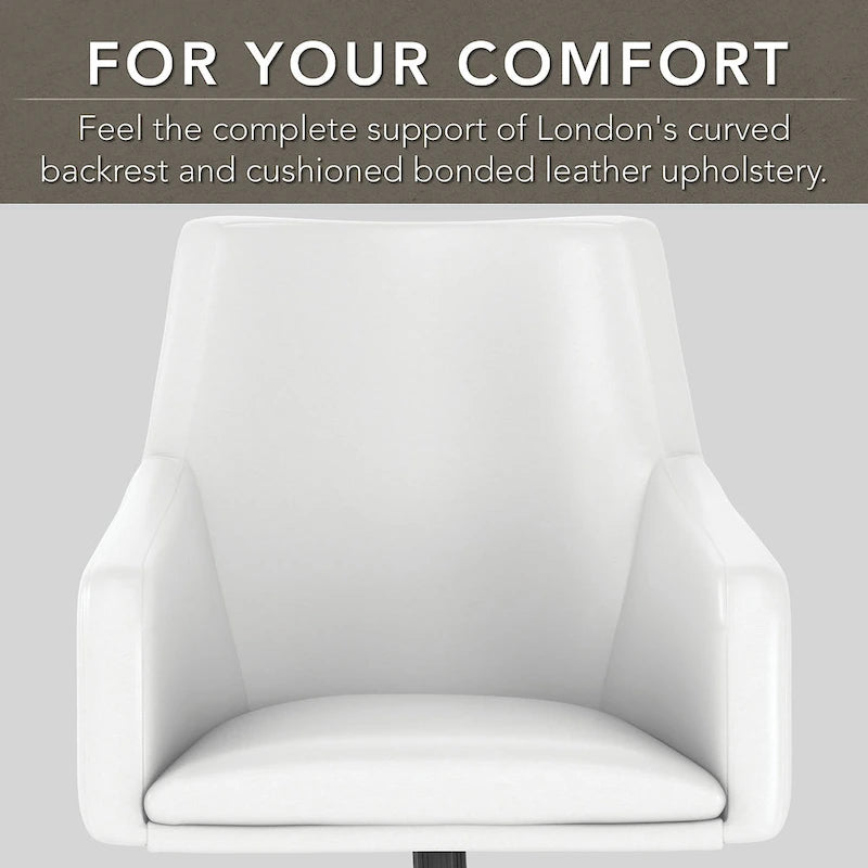 Bush Furniture Broadview Mid Back Leather Box Chair in White - 24.41L x 24.80W x 34.45H
