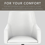 Bush Furniture Broadview Mid Back Leather Box Chair in White - 24.41L x 24.80W x 34.45H