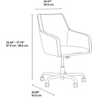 Bush Furniture Broadview Mid Back Leather Box Chair in White - 24.41L x 24.80W x 34.45H