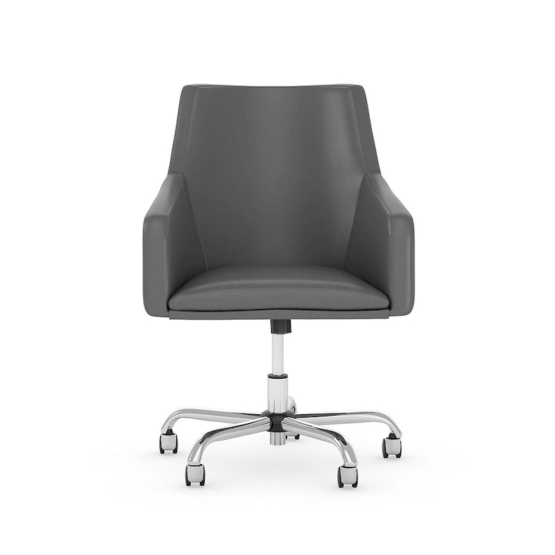 Bush Furniture Broadview Mid Back Leather Box Chair in White - 24.41L x 24.80W x 34.45H