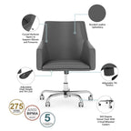 Bush Furniture Broadview Mid Back Leather Box Chair in White - 24.41L x 24.80W x 34.45H