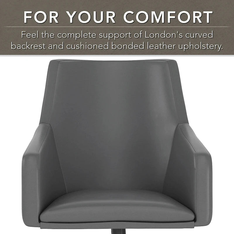 Bush Furniture Broadview Mid Back Leather Box Chair in White - 24.41L x 24.80W x 34.45H