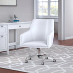 Bush Furniture Broadview Mid Back Leather Box Chair in White - 24.41L x 24.80W x 34.45H