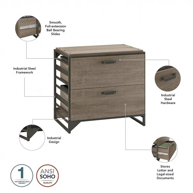 Lateral File Cabinet in Rustic Grey