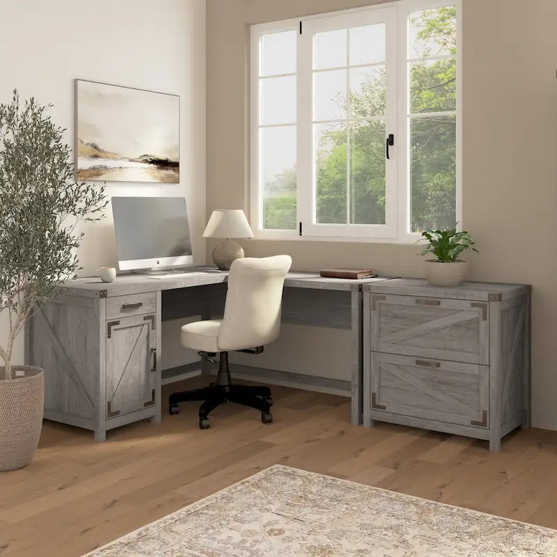 Knoxville 60W L Shaped Desk with File Cabinet by Bush Furniture