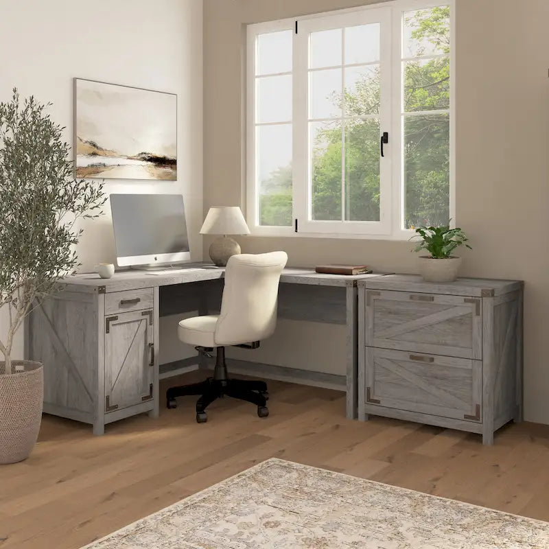 Knoxville 60W L Shaped Desk with File Cabinet by Bush Furniture